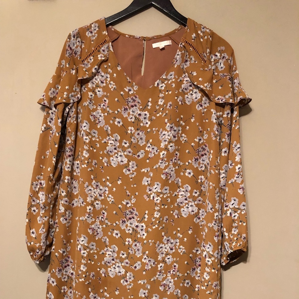 Skies are Blue Floral Ruffle Shift Dress
